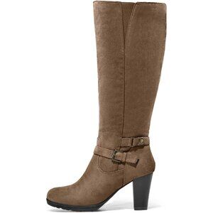 Women's Light Brown Knee High Imported Chunky Heel Boots With Zipper Shoes